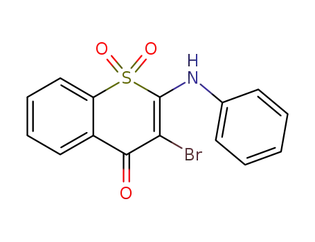 Molecular Structure of 74695-57-1 (4H-1-Benzothiopyran-4-one, 3-bromo-2-(phenylamino)-, 1,1-dioxide)
