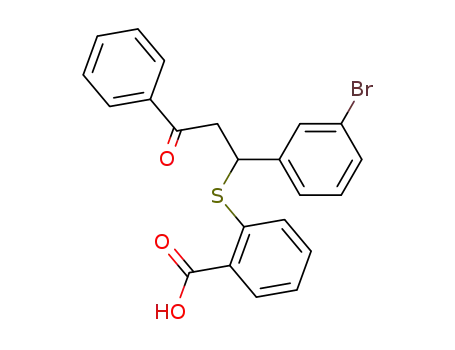 Molecular Structure of 80824-89-1 (2-[1-(3-Bromo-phenyl)-3-oxo-3-phenyl-propylsulfanyl]-benzoic acid)