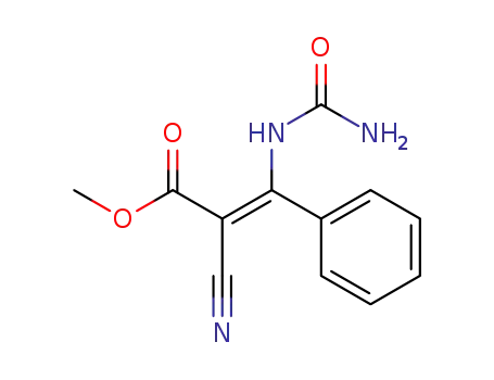 Molecular Structure of 81960-72-7 (Z-Methyl 3-<(Aminocarbonyl)amino>-2-cyano-3-phenylpropenoate)