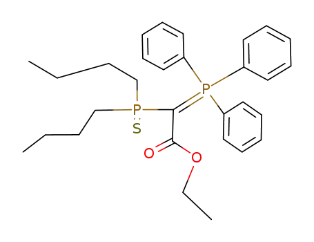 Molecular Structure of 90520-79-9 (Acetic acid, (dibutylphosphinothioyl)(triphenylphosphoranylidene)-, ethyl
ester)