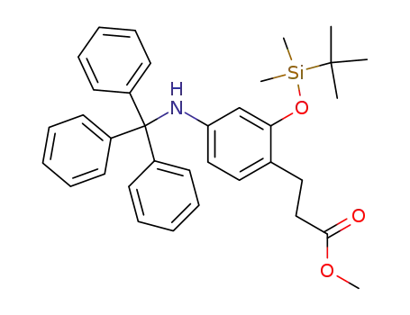 Molecular Structure of 117625-50-0 (3-[2-(tert-Butyl-dimethyl-silanyloxy)-4-(trityl-amino)-phenyl]-propionic acid methyl ester)