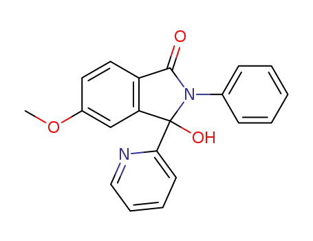 Molecular Structure of 154822-28-3 (3-hydroxy-3-(pyridin-2-yl)-5-methoxy-2-phenyl-2,3-dihydro-1H-isoindol-1-one)