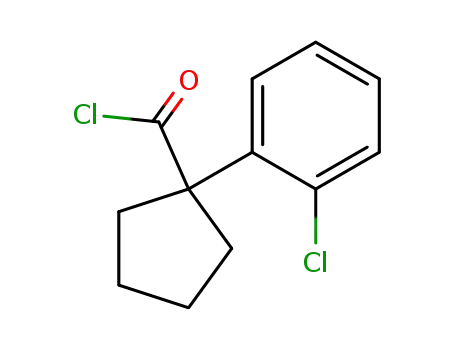 Molecular Structure of 143328-25-0 (Cyclopentanecarbonyl chloride, 1-(2-chlorophenyl)-)