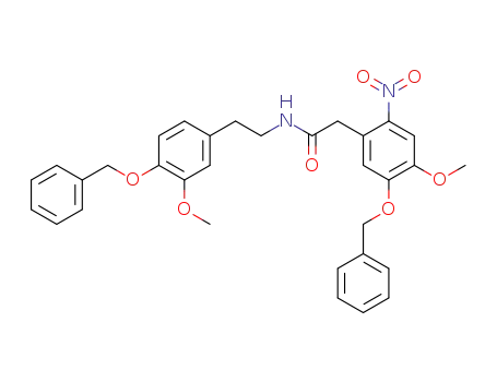Molecular Structure of 99613-09-9 (N-<4-Benzyloxy-4-methoxyphenethyl>-5-benzyloxy-4-methoxy-2-nitrophenylacetamide)