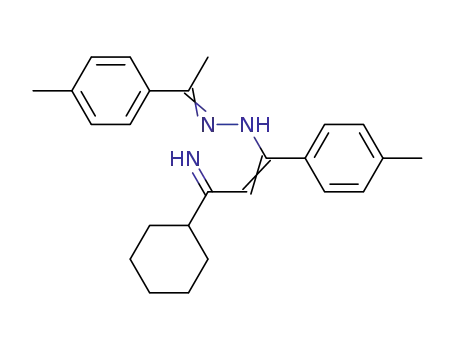 Molecular Structure of 90861-44-2 (Ethanone, 1-(4-methylphenyl)-,
[3-cyclohexyl-3-imino-1-(4-methylphenyl)-1-propenyl]hydrazone)