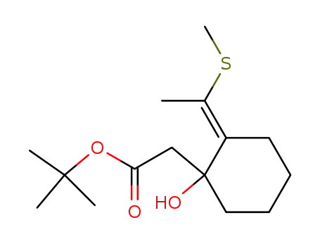 Cyclohexaneacetic acid, 1-hydroxy-2-[1-(methylthio)ethylidene]-,
1,1-dimethylethyl ester