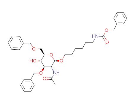 Molecular Structure of 74653-33-1 (Carbamic acid, 6-2-(acetylamino)-2-deoxy-3,6-bis-O-(phenylmethyl)-.beta.-D-glucopyranosyloxyhexyl-, phenylmethyl ester)