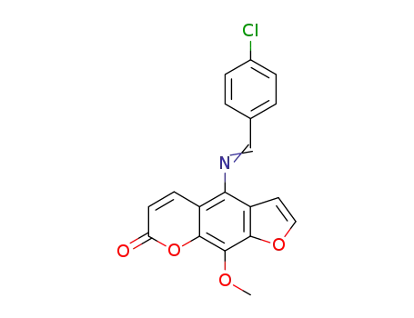 Molecular Structure of 78439-76-6 (7H-Furo[3,2-g][1]benzopyran-7-one,
4-[[(4-chlorophenyl)methylene]amino]-9-methoxy-)
