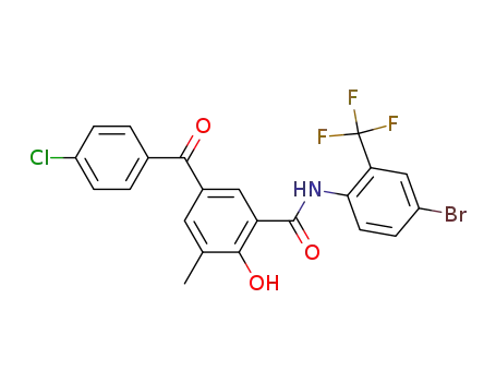 Benzamide,
N-[4-bromo-2-(trifluoromethyl)phenyl]-5-(4-chlorobenzoyl)-2-hydroxy-3-
methyl-