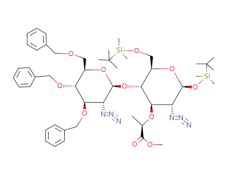 tert-Butyldimethylsilyl-2-azido-4-O-(2-azido-3,4,6-tri-O-benzyl-2-desoxy-β-D-glucopyranosyl)-6-O-(tert-butyldimethylsilyl)-2-desoxy-3-O-<(R)-1-(methoxycarbonyl)ethyl>-β-D-glucopyranosid