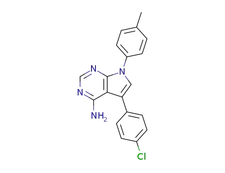 Molecular Structure of 115998-31-7 (7H-Pyrrolo[2,3-d]pyrimidin-4-amine,
5-(4-chlorophenyl)-7-(4-methylphenyl)-)