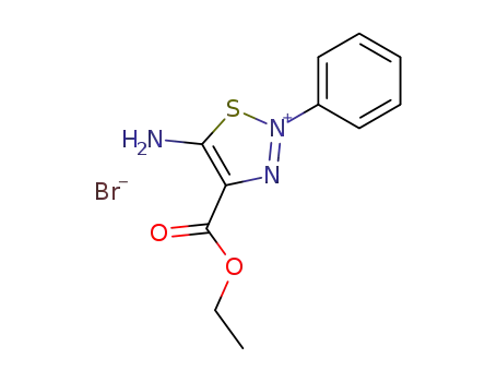 Molecular Structure of 55503-56-5 (1,2,3-Thiadiazolium, 5-amino-4-(ethoxycarbonyl)-2-phenyl-, bromide)