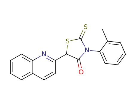 Molecular Structure of 75003-47-3 (5-Quinolin-2-yl-2-thioxo-3-o-tolyl-thiazolidin-4-one)