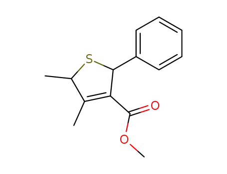 Molecular Structure of 112177-97-6 (3-Thiophenecarboxylic acid, 2,5-dihydro-4,5-dimethyl-2-phenyl-, methyl
ester, cis-)
