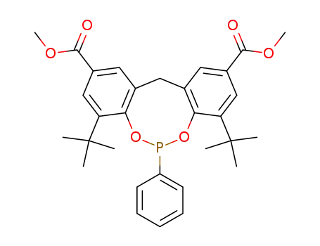 Molecular Structure of 88489-45-6 (4,8-di-t-butyl-2,10-bis(carbomethoxy)-6-phenyl-12H-dibenzo<d,g><1,3,2>dioxaphosphocin)