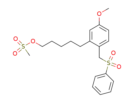 Molecular Structure of 113811-71-5 (Benzenepentanol, 5-methoxy-2-[(phenylsulfonyl)methyl]-,methanesulfonate)