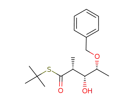 Molecular Structure of 100108-94-9 ((2R,3R,4R)-4-Benzyloxy-3-hydroxy-2-methyl-pentanethioic acid S-tert-butyl ester)
