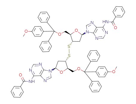 Bis-<2'-deoxy-3'-thio-5'-O-(4-monomethoxytrityl)-6-N-benzoyladenosine> disulphide