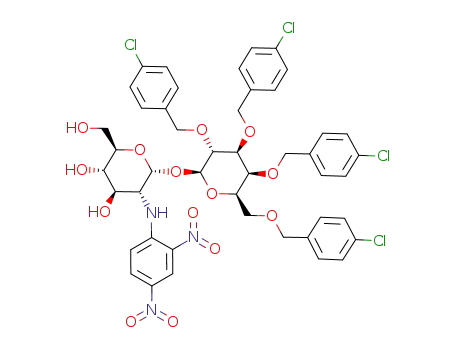 (2R,3S,4R,5R,6R)-5-(2,4-Dinitro-phenylamino)-2-hydroxymethyl-6-[(2S,3R,4S,5S,6R)-3,4,5-tris-(4-chloro-benzyloxy)-6-(4-chloro-benzyloxymethyl)-tetrahydro-pyran-2-yloxy]-tetrahydro-pyran-3,4-diol