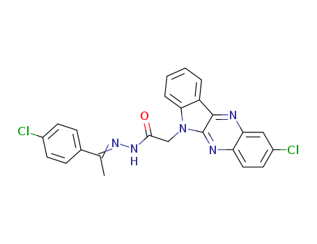 Molecular Structure of 109322-10-3 (6H-Indolo[2,3-b]quinoxaline-6-aceticacid, 2-chloro-, 2-[1-(4-chlorophenyl)ethylidene]hydrazide)