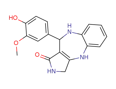 Molecular Structure of 137987-41-8 (10-(4-hydroxy-3-methoxyphenyl)-3,4,9,10-tetrahydropyrrolo[3,4-b][1,5]benzodiazepin-1(2H)-one)