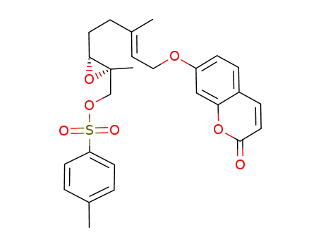 (+)-(6'R,7'R,2'E)-epoxy-6',7' dimethyl-3',7' octene-2' tosyle-8' oxy-7 coumarine
