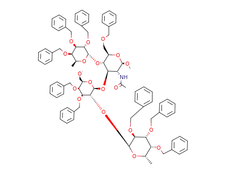 methyl 2-acetamido-6-O-benzyl-2-deoxy-4-O-(2,3,4-tri-O-benzyl-α-L-fucopyranosyl)-3-O-<3,4-di-O-benzyl-6-O-methyl-2-O-(2,3,4-tri-O-benzyl-α-L-fucopyranosyl)-β-D-galactopyranosyl>-β-D-glucopyranoside