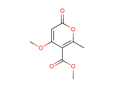 Molecular Structure of 668-40-6 (2-Methyl-4-methoxy-6-oxo-6H-pyran-3-carboxylic acid methyl ester)