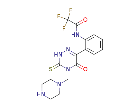 2,2,2-Trifluoro-N-[2-(5-oxo-4-piperazin-1-ylmethyl-3-thioxo-2,3,4,5-tetrahydro-[1,2,4]triazin-6-yl)-phenyl]-acetamide