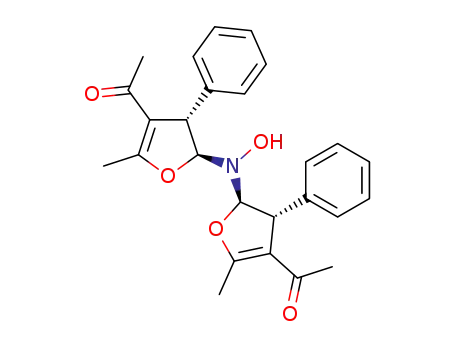 Molecular Structure of 82653-45-0 ((2R,3R,2'S,3'S)-bis-(4-acetyl-2,3-dihydro-5-methyl-3-phenyl-2-furyl)hydroxylamine)