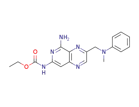 Molecular Structure of 83269-13-0 (ethyl (5-amino-3-{[methyl(phenyl)amino]methyl}pyrido[3,4-b]pyrazin-7-yl)carbamate)