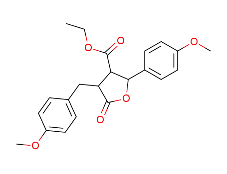 Molecular Structure of 93578-55-3 (3-Furancarboxylic acid,
tetrahydro-2-(4-methoxyphenyl)-4-[(4-methoxyphenyl)methyl]-5-oxo-,
ethyl ester)