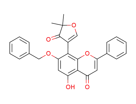 Molecular Structure of 91360-59-7 (4H-1-Benzopyran-4-one,
8-(4,5-dihydro-5,5-dimethyl-4-oxo-3-furanyl)-5-hydroxy-2-phenyl-7-(phen
ylmethoxy)-)
