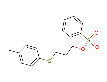 Molecular Structure of 82777-12-6 (Benzenesulfonic acid 3-p-tolylsulfanyl-propyl ester)