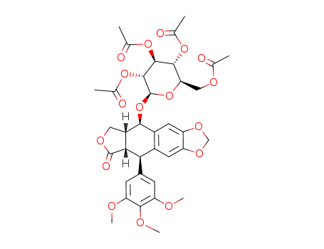 Furo[3',4':6,7]naphtho[2,3-d]-1,3-dioxol-6(5aH)-one,5,8,8a,9-tetrahydro-9-[(2,3,4,6-tetra-O-acetyl-b-D-glucopyranosyl)oxy]-5-(3,4,5-trimethoxyphenyl)-,[5R-(5a,5ab,8aa,9b)]- (9CI) cas  22154-65-0