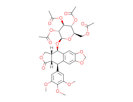 Molecular Structure of 22154-65-0 (Furo[3',4':6,7]naphtho[2,3-d]-1,3-dioxol-6(5aH)-one,5,8,8a,9-tetrahydro-9-[(2,3,4,6-tetra-O-acetyl-b-D-glucopyranosyl)oxy]-5-(3,4,5-trimethoxyphenyl)-,[5R-(5a,5ab,8aa,9b)]- (9CI))