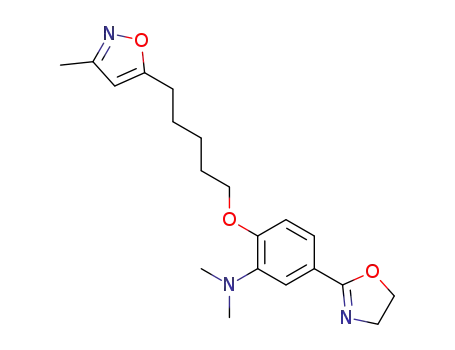 Molecular Structure of 105639-18-7 (5-(4,5-dihydro-1,3-oxazol-2-yl)-N,N-dimethyl-2-{[5-(3-methylisoxazol-5-yl)pentyl]oxy}aniline)