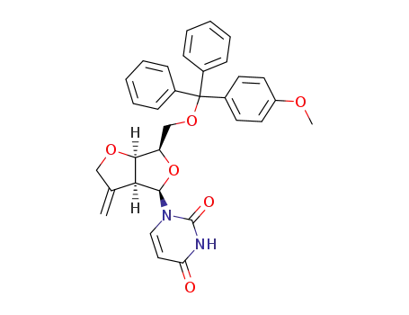 1-(5-O-(MMTr)-2'-deoxy-2'-C,3'-O-((1-methylene)ethylene)-β-D-lyxofuranosyl)uracil
