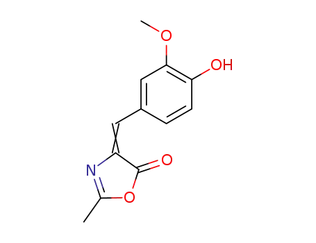 Molecular Structure of 63449-78-5 (4-(4-hydroxy-3-methoxybenzylidene)-2-methyl-1,3-oxazol-5(4H)-one)