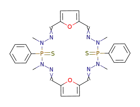 (2E,7E,13E,18E)-4,6,15,17-Tetramethyl-5,16-diphenyl-23,24-dioxa-3,4,6,7,14,15,17,18-octaaza-5,16-diphospha-tricyclo[18.2.1.1<sup>9,12</sup>]tetracosa-1<sup>(22)</sup>,2,7,9,11,13,18,20-octaene 5,16-disulfide