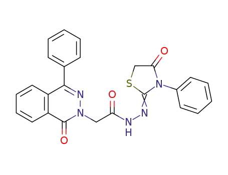 Molecular Structure of 126081-16-1 (1(2H)-oxo-4-phenylphthalazine-2-acetic acid 4-oxo-3-phenyl-2-thiazolidinylidenehydrazide)