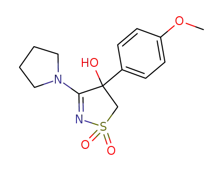 Molecular Structure of 141855-62-1 (4-Isothiazolol, 4,5-dihydro-4-(4-methoxyphenyl)-3-(1-pyrrolidinyl)-,
1,1-dioxide)
