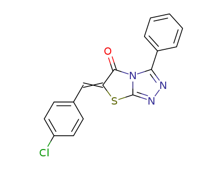 Molecular Structure of 95356-83-5 (Thiazolo[2,3-c]-1,2,4-triazol-5(6H)-one,6-[(4-chlorophenyl)methylene]-3-phenyl-)