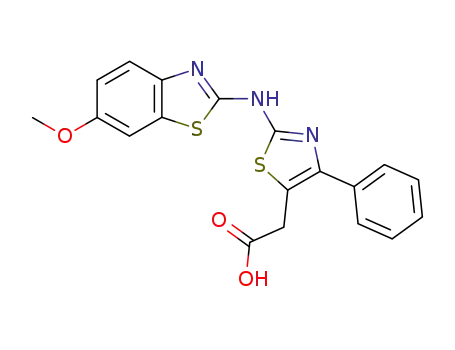 Molecular Structure of 89402-87-9 (5-Thiazoleacetic acid, 2-[(6-methoxy-2-benzothiazolyl)amino]-4-phenyl-)