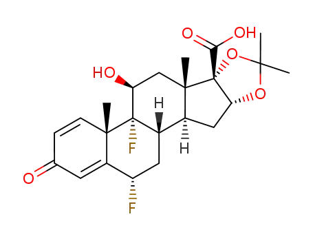 Molecular Structure of 65751-34-0 ((6α,11β,16α,17α)-6,9-Difluoro-11-hydroxy-16,17-[(1-Methylethylidene)bis(oxy)]-3-oxoandrosta-1,4-diene-17-carboxylic Acid)