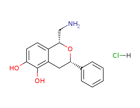 1H-2-Benzopyran-5,6-diol,1-(aminomethyl)-3,4-dihydro-3-phenyl-, hydrochloride (1:1), (1R,3S)-rel-