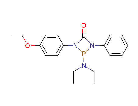 Molecular Structure of 130632-36-9 (2-Diethylamino-1-(4-ethoxy-phenyl)-3-phenyl-[1,3,2]diazaphosphetidin-4-one)