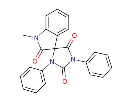 Molecular Structure of 85036-89-1 (1-Methyl-1',3'-diphenyl-2,3-dihydrospiro<indol-3,4'-imidazolidin>-2,2',5'-trion)