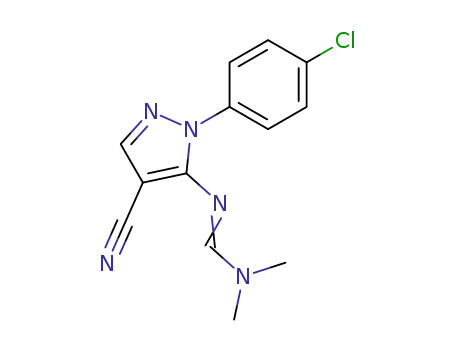 Molecular Structure of 78972-85-7 (Methanimidamide,
N'-[1-(4-chlorophenyl)-4-cyano-1H-pyrazol-5-yl]-N,N-dimethyl-)