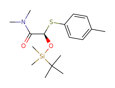 Molecular Structure of 150334-50-2 ((1R)-1-(tert-butyldimethylsiloxy)-N,N-dimethylamino-1-<(4-methylphenyl)sulfanyl>acetamide)